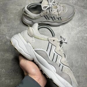 Adidas Light Gray and White Mesh Sneakers